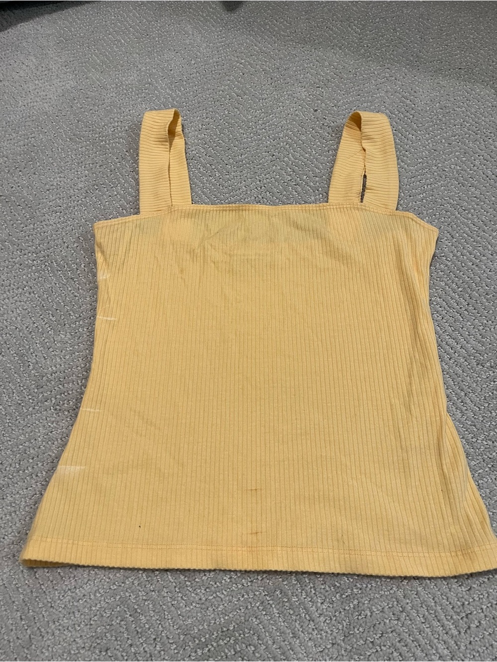 Reformation Yellow Ribbed Square Strap Tank